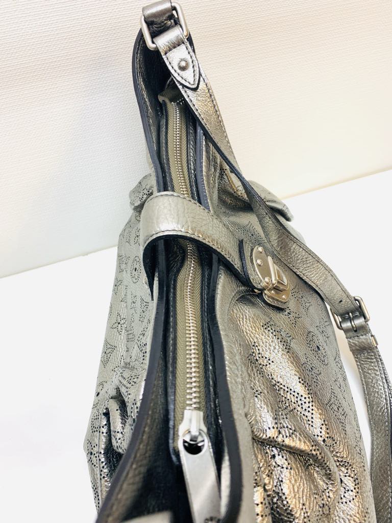 LOUIS VUITTON Silver Monogram Mahina Leather