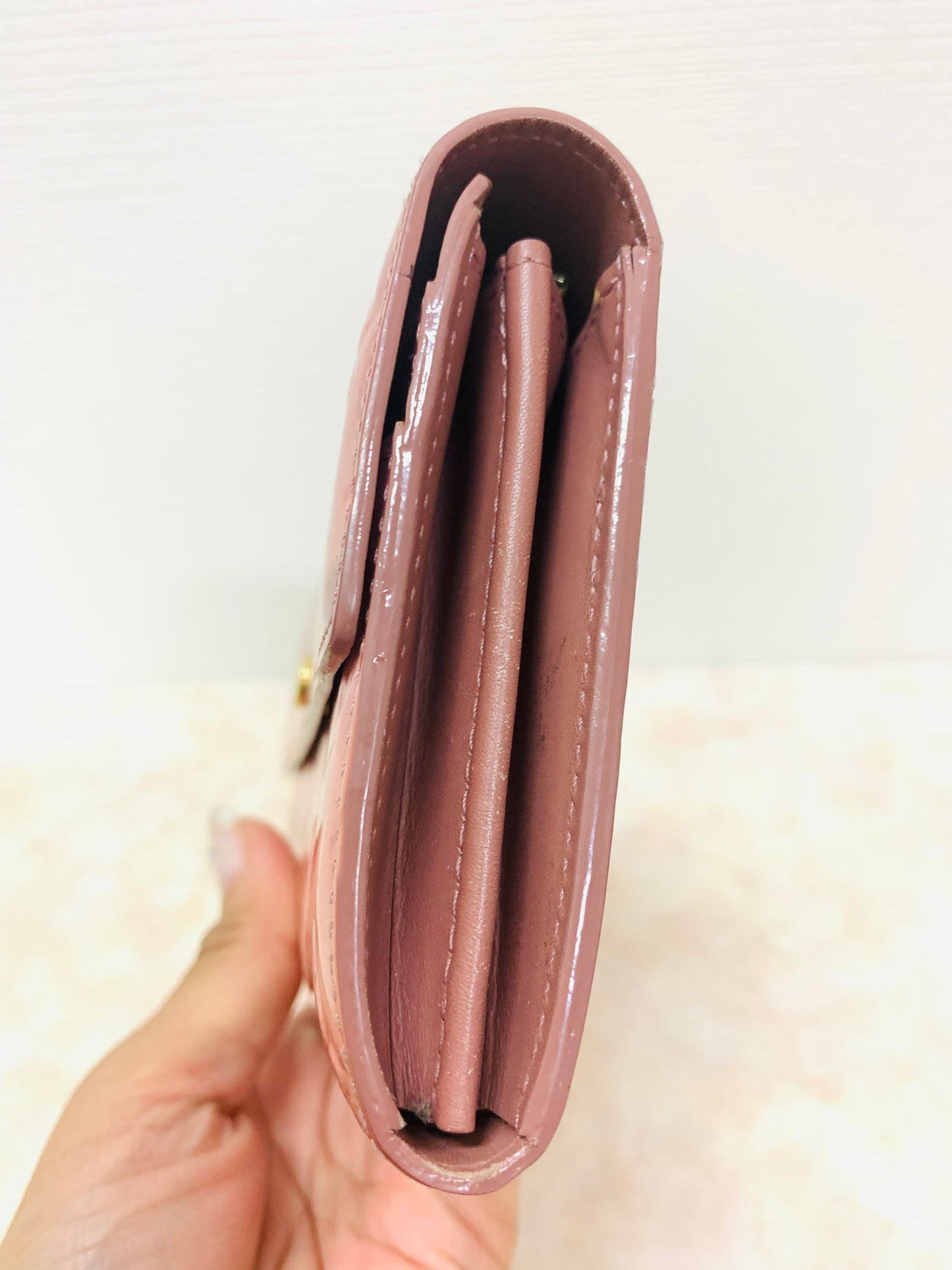 LOUIS VUITTON Vernis Ikat Rose Velour Wallet
