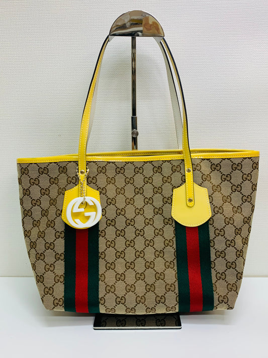 GUCCI  GG Canvas Sherry Line Tote Bag