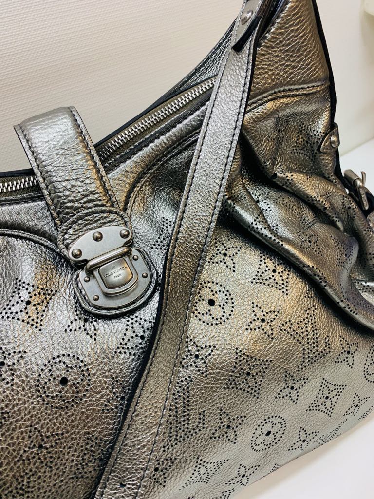 LOUIS VUITTON Silver Monogram Mahina Leather