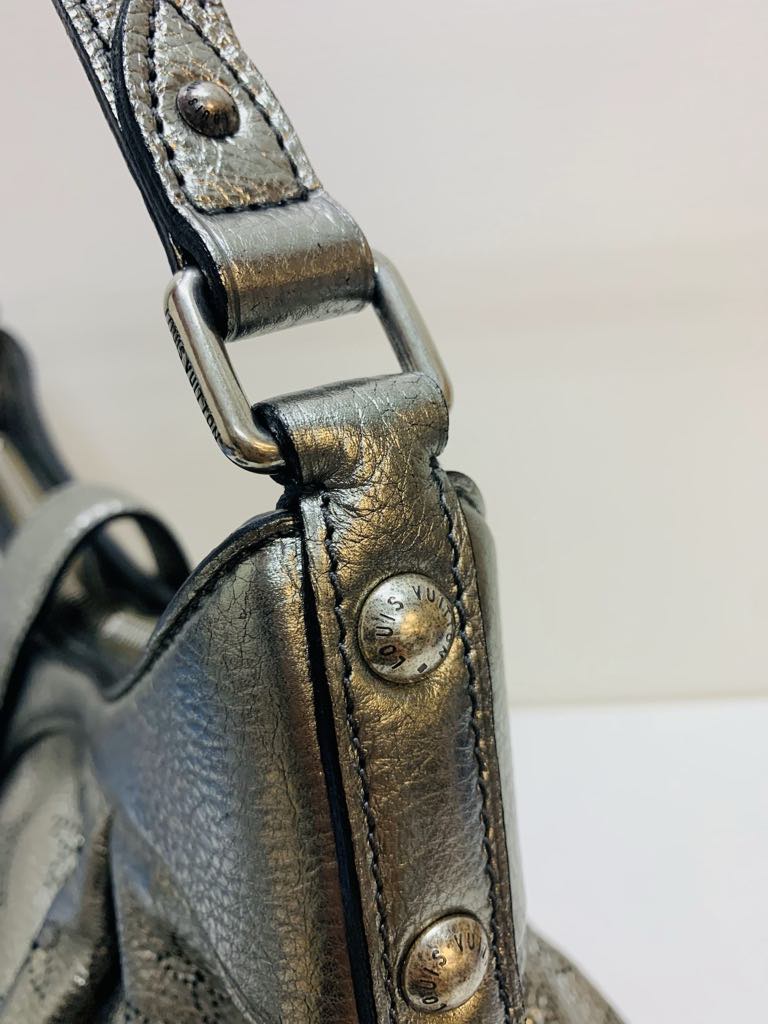 LOUIS VUITTON Silver Monogram Mahina Leather
