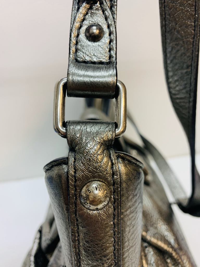 LOUIS VUITTON Silver Monogram Mahina Leather