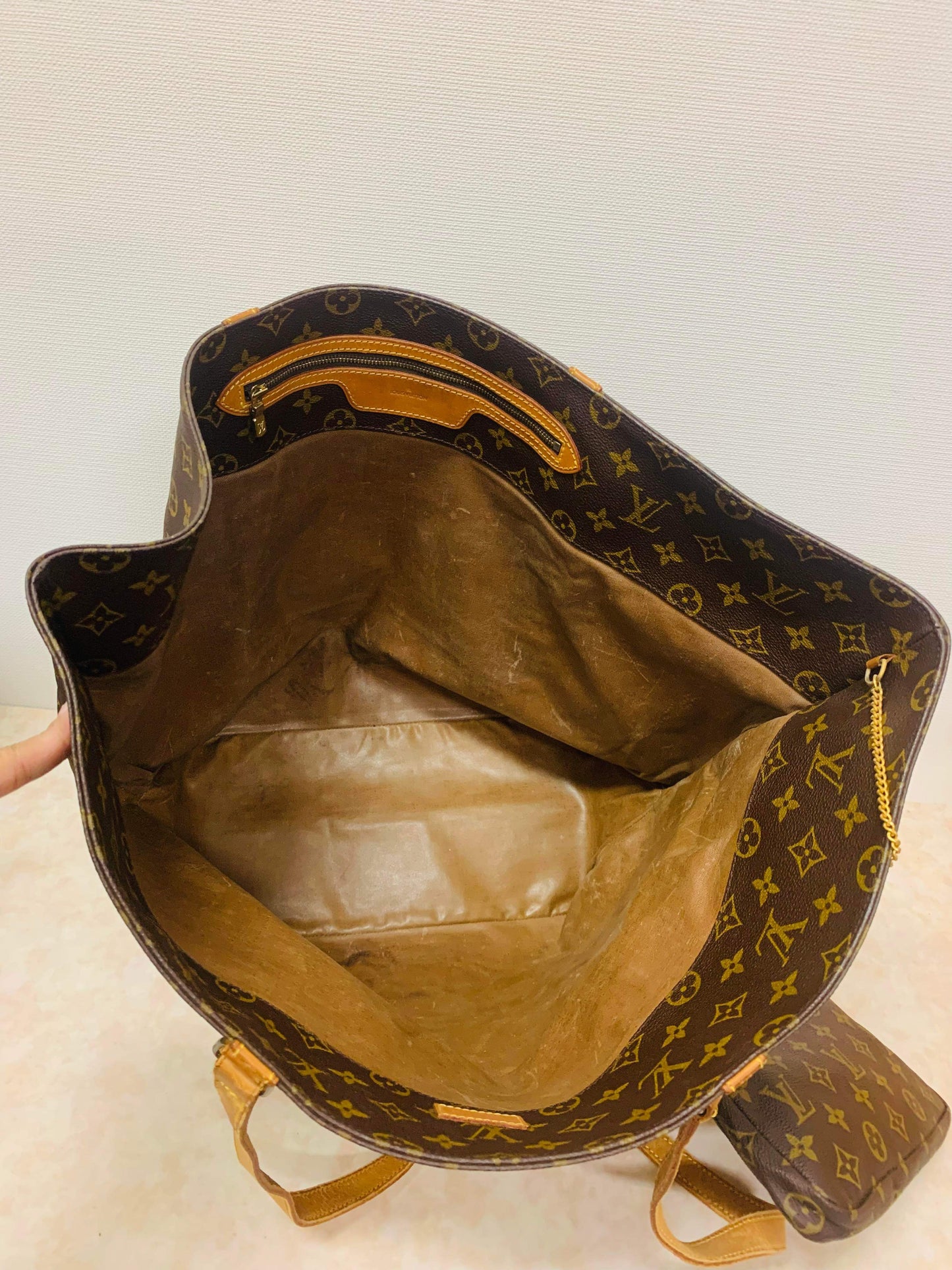 LOUIS VUITTON SAC SHOPPING TOTE BAG WITH POUCH