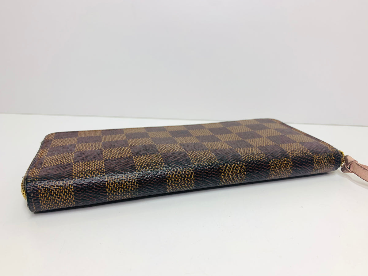 LOUIS VUITTON Damier Ebene Clemence Wallet Rose Balerine