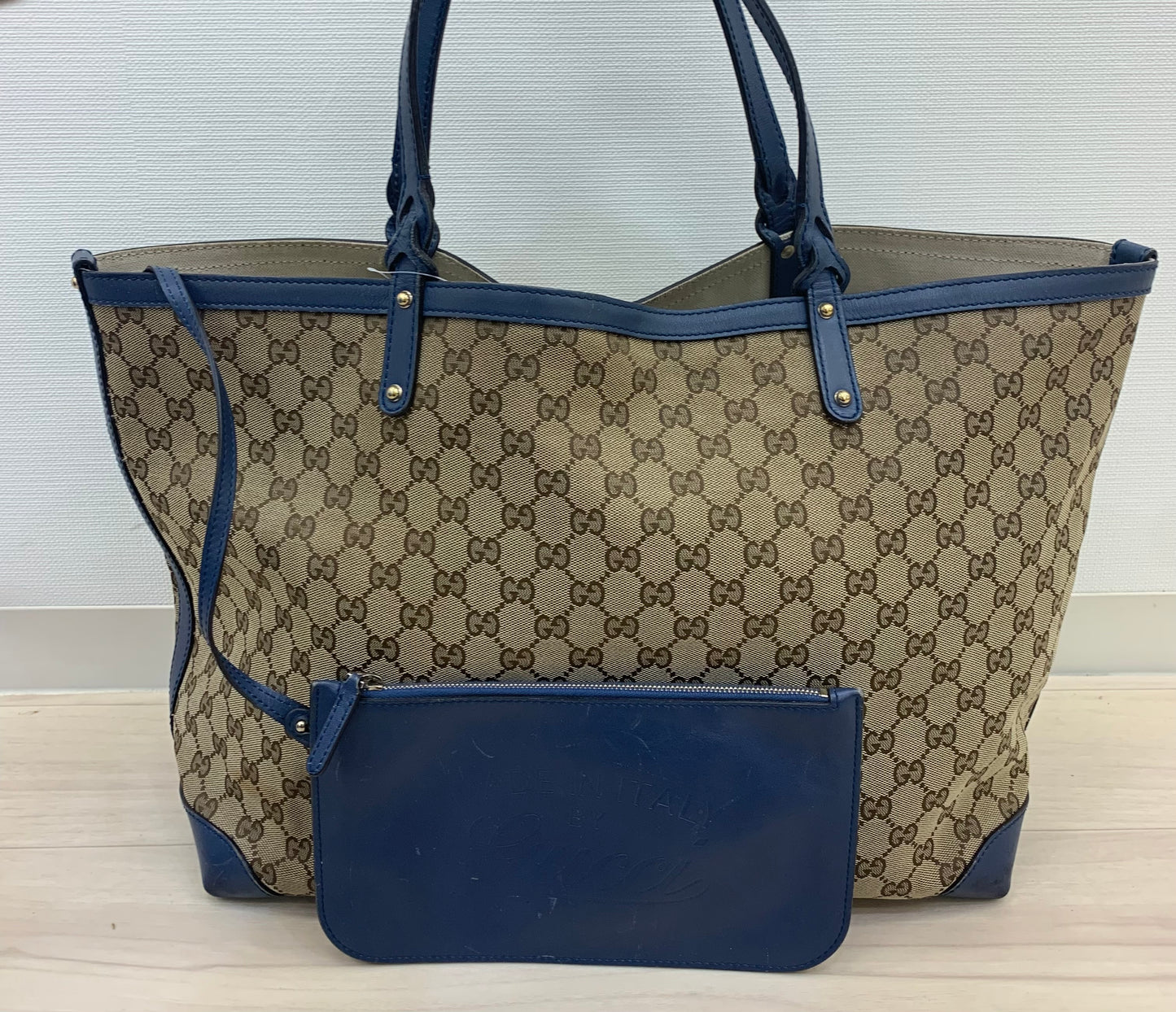 Gucci Beige/Blue GG Canvas  Craft Tote