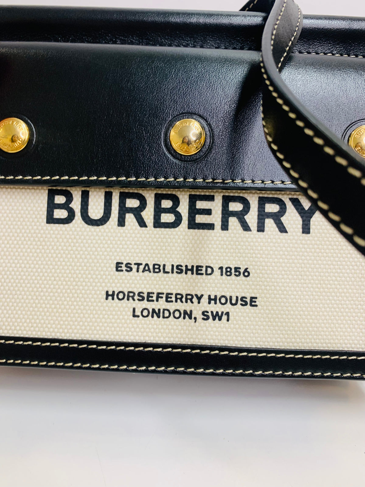 Burberry Horseferry Print Canvas & Leather Crossbody Bag Black / Natural