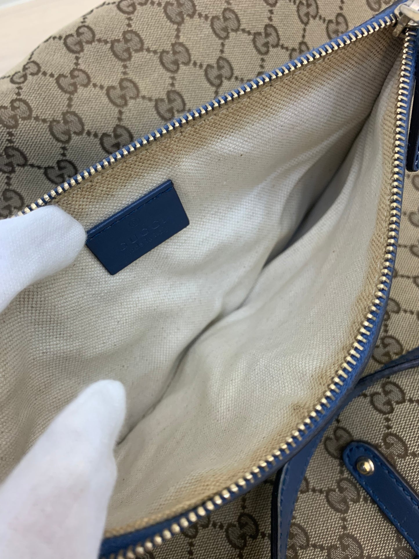Gucci Beige/Blue GG Canvas  Craft Tote