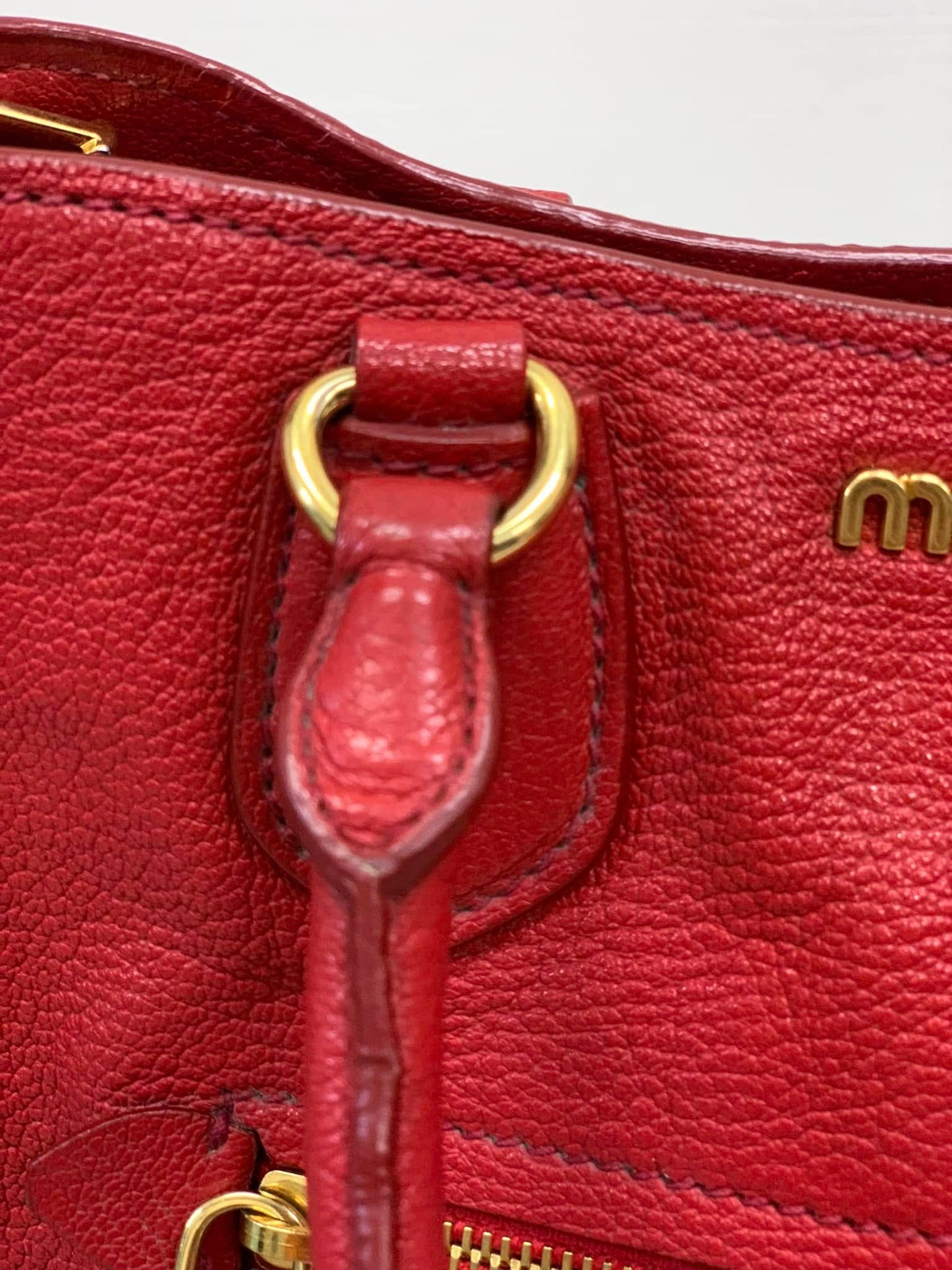 Miu Miu Leather Handle Bag Red (Used)