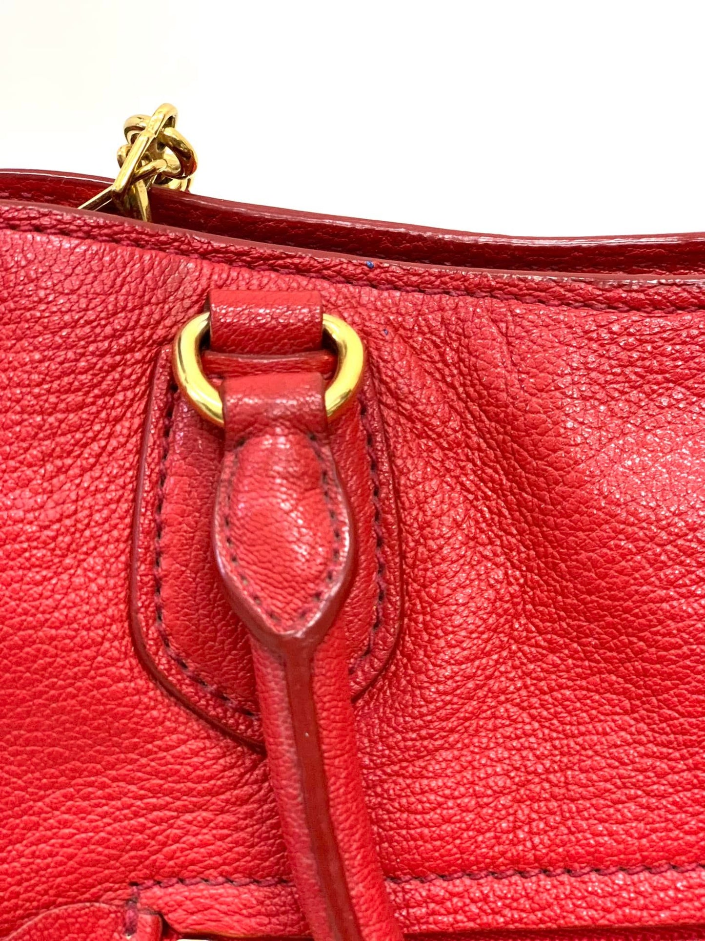 Miu Miu Leather Handle Bag Red (Used)