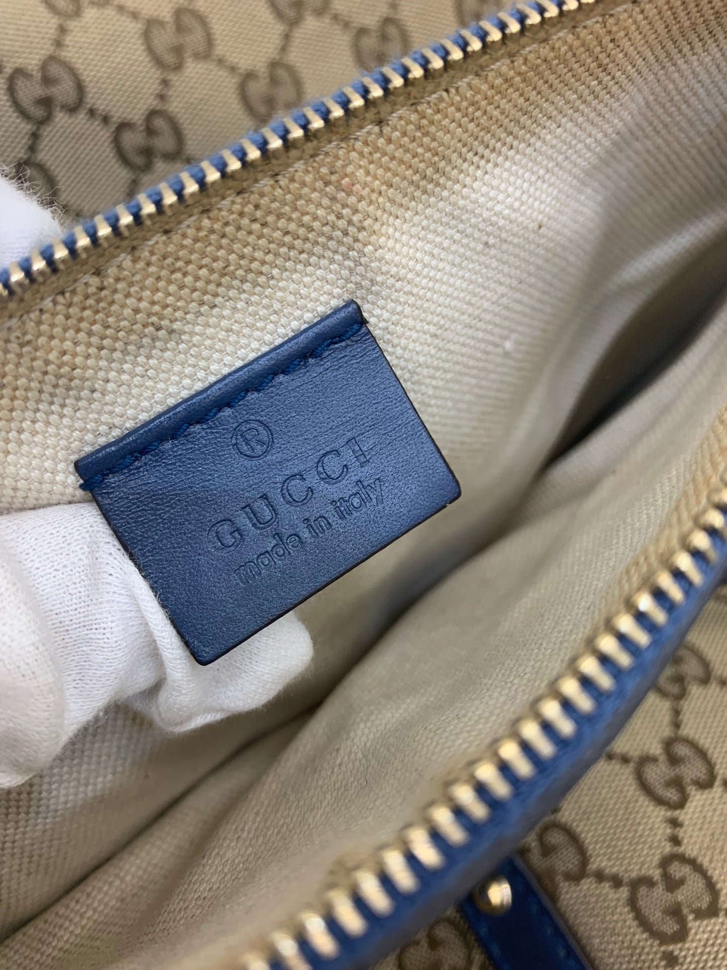 Gucci Beige/Blue GG Canvas  Craft Tote