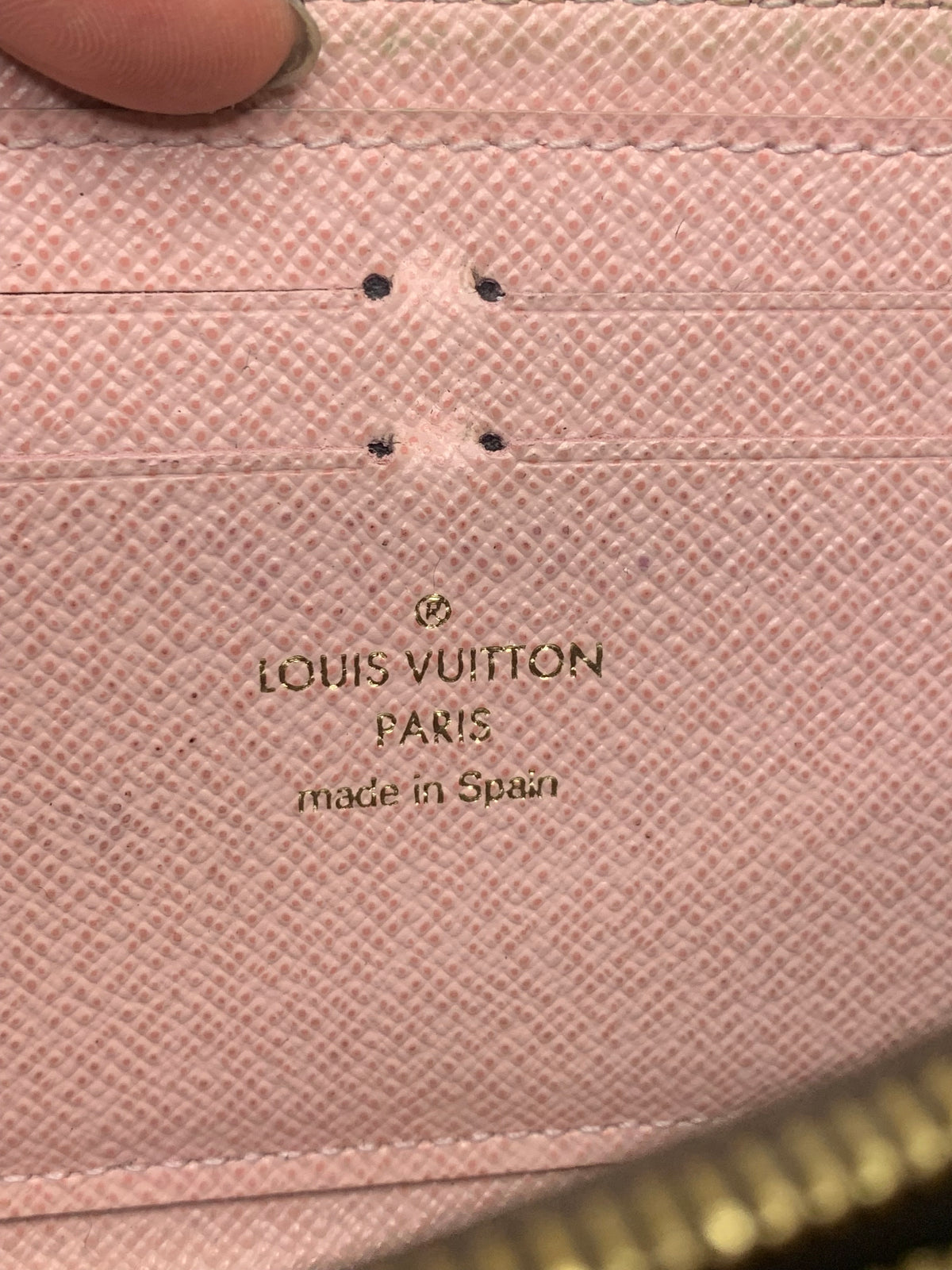 LOUIS VUITTON Damier Ebene Clemence Wallet Rose Balerine