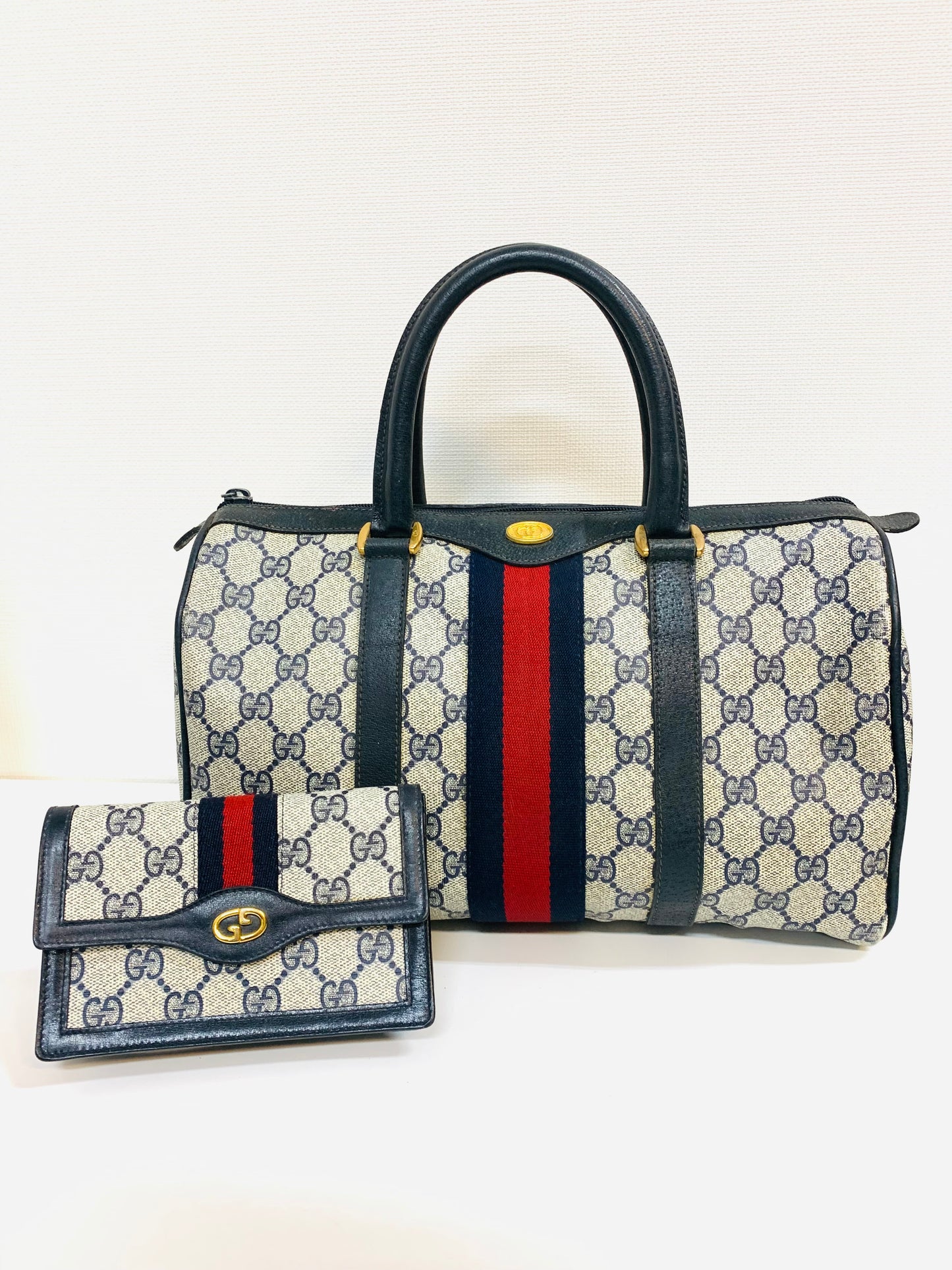 USED GUCCI SHERRY LINE BOSTON BAG WITH POUCH