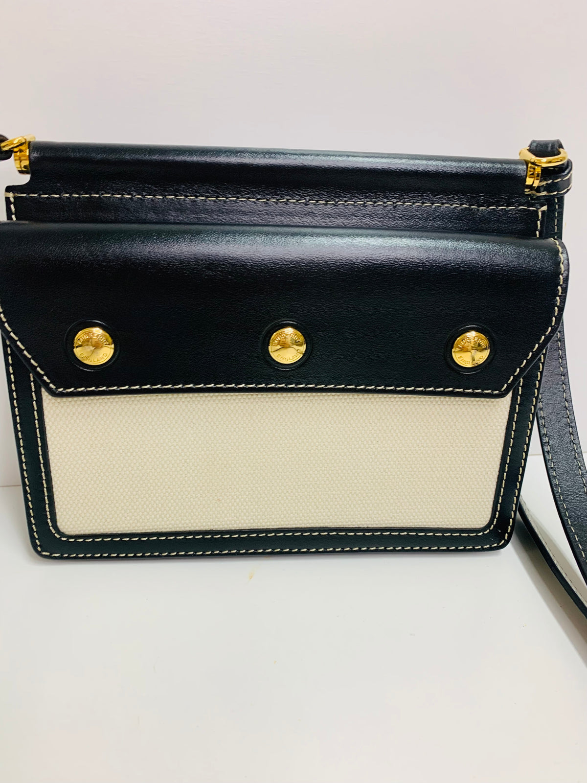 Burberry Horseferry Print Canvas & Leather Crossbody Bag Black / Natural