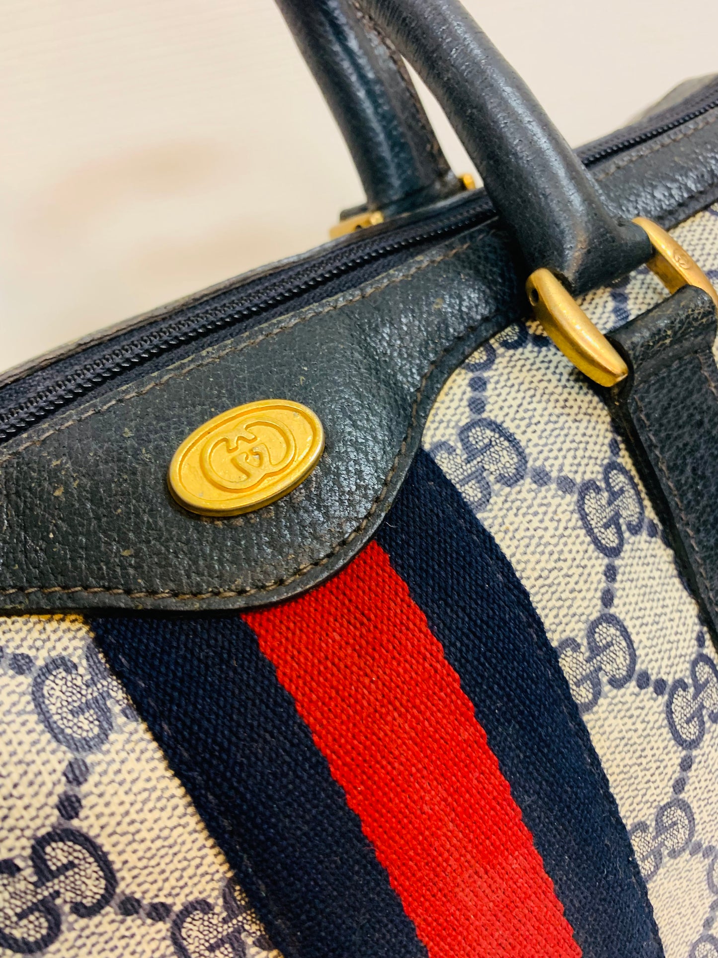 USED GUCCI SHERRY LINE BOSTON BAG WITH POUCH