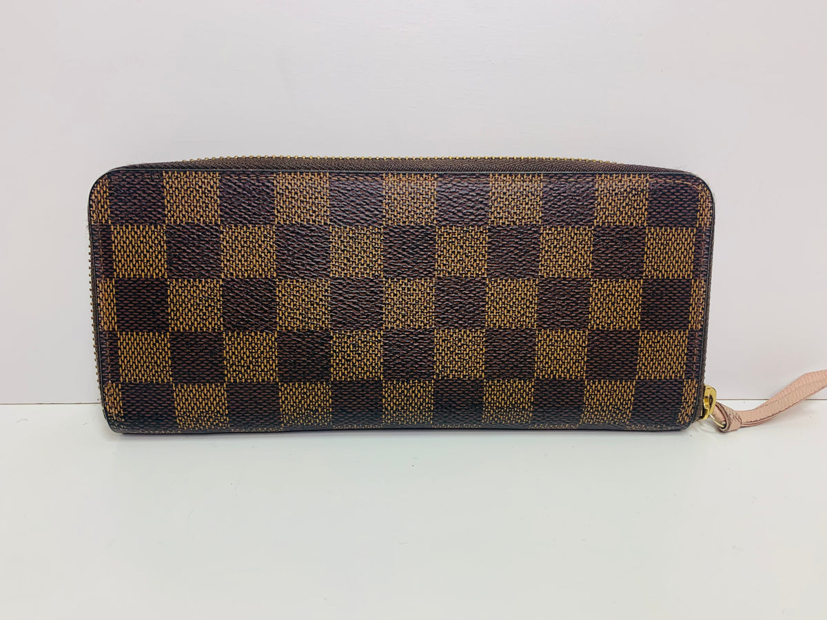 LOUIS VUITTON Damier Ebene Clemence Wallet Rose Balerine