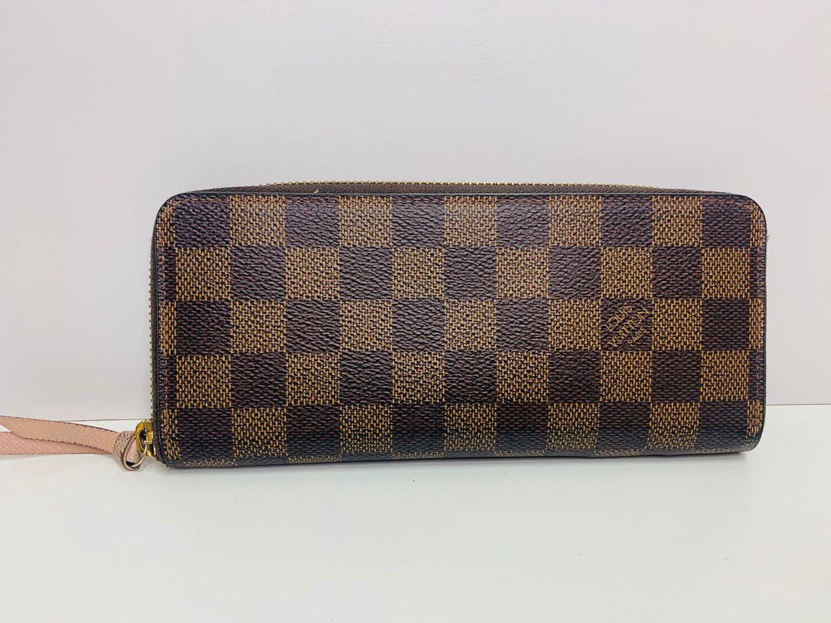 LOUIS VUITTON Damier Ebene Clemence Wallet Rose Balerine