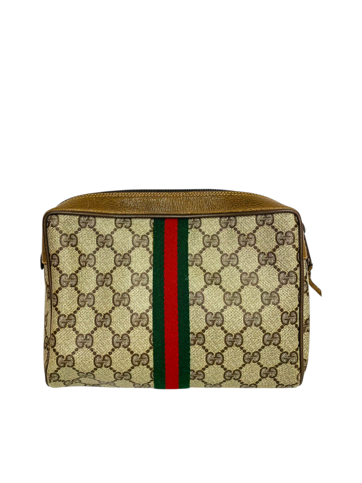Gucci Vintage GG Supreme Accessory Collection Web Stripe Cosmetic / Travel Pouch