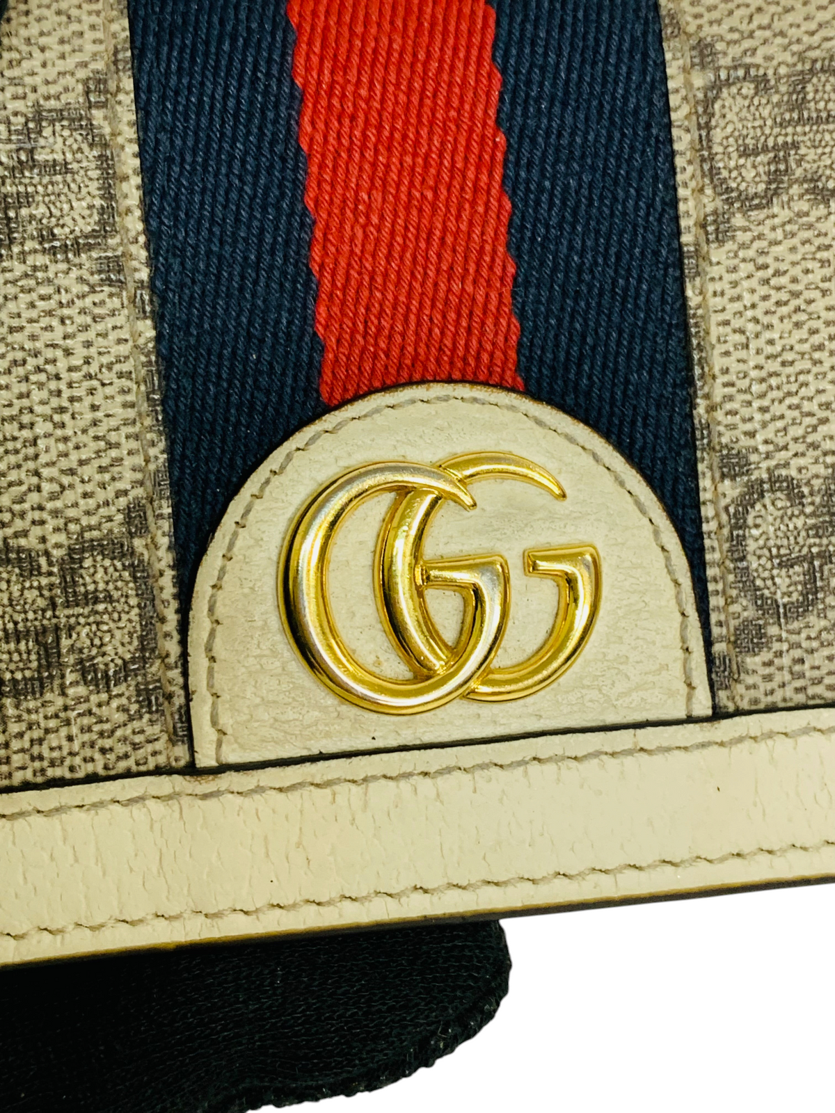 Gucci Ophidia GG Supreme Web Double G Compact Wallet